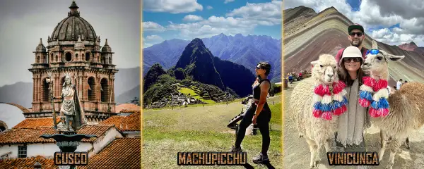Cusco plaza de Armas, Machupicchu y Vinicunca la Montaña de Colores