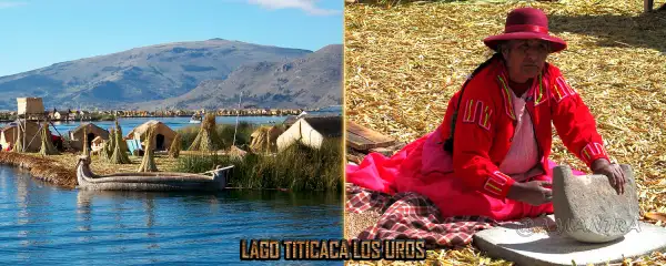 Uros Islands and Señora with her batan in the Uros Islands