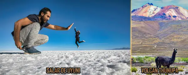 Uyuni Salt Flat and Thunupa Volcano with a beautiful black llame - viajesamantra