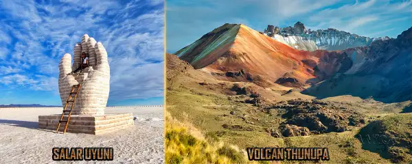 Salar de Uyuni, Salt Hand and Thunupa Volcano